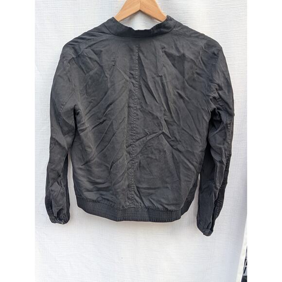 A Moss Womens Full Zip Floral Embroidered Bomber Jacket XS Black Lyocell Blend - Picture 6 of 7